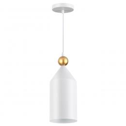 Odeon light 4093/1 PENDANT ODL19 375 белый/золотой Подвес Е27 1*40W BOLLI 